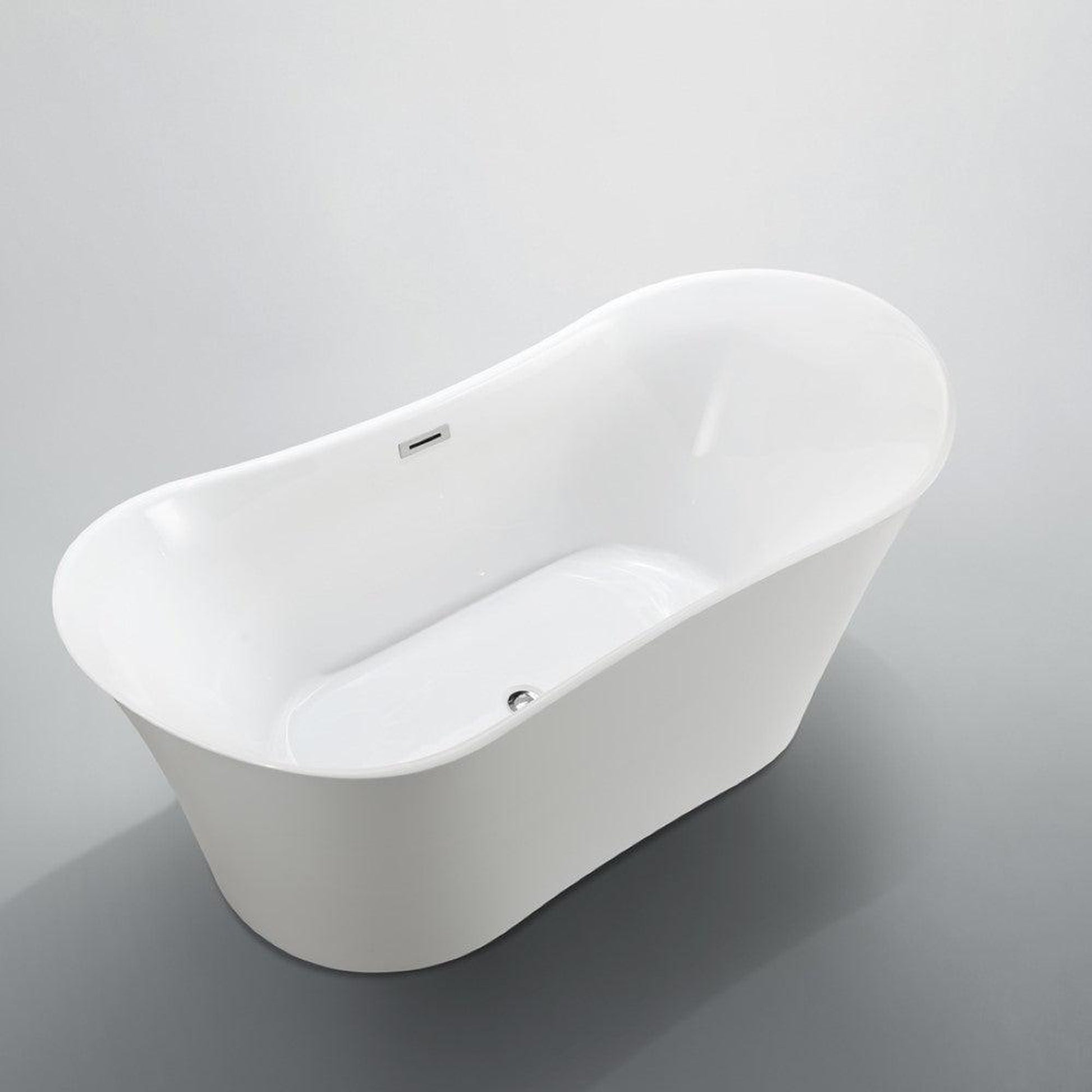 Bellaterra Home Bergamo 67" x 30" Glossy White Oval Acrylic Freestanding Double Slipper Soaking Bathtub