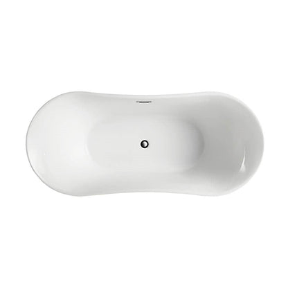Bellaterra Home Bergamo 67" x 30" Glossy White Oval Acrylic Freestanding Double Slipper Soaking Bathtub