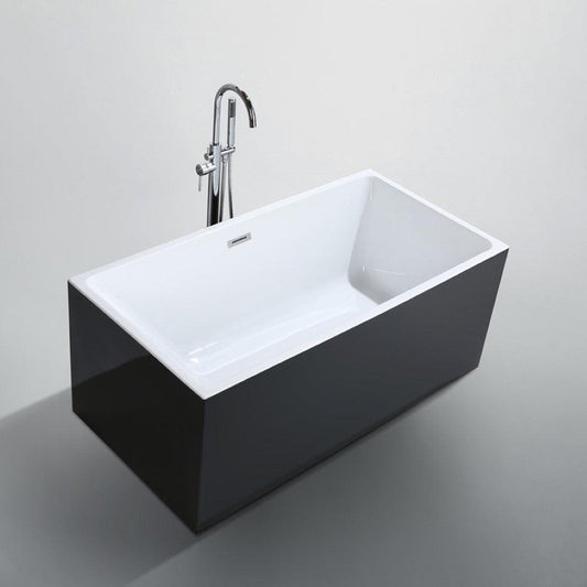 Bellaterra Home Brindisi 59" x 24" Glossy Black Rectangle Acrylic Freestanding Soaking Bathtub