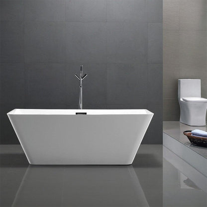 Bellaterra Home Brussels 67" x 24" Glossy White Rectangle Acrylic Freestanding Soaking Bathtub