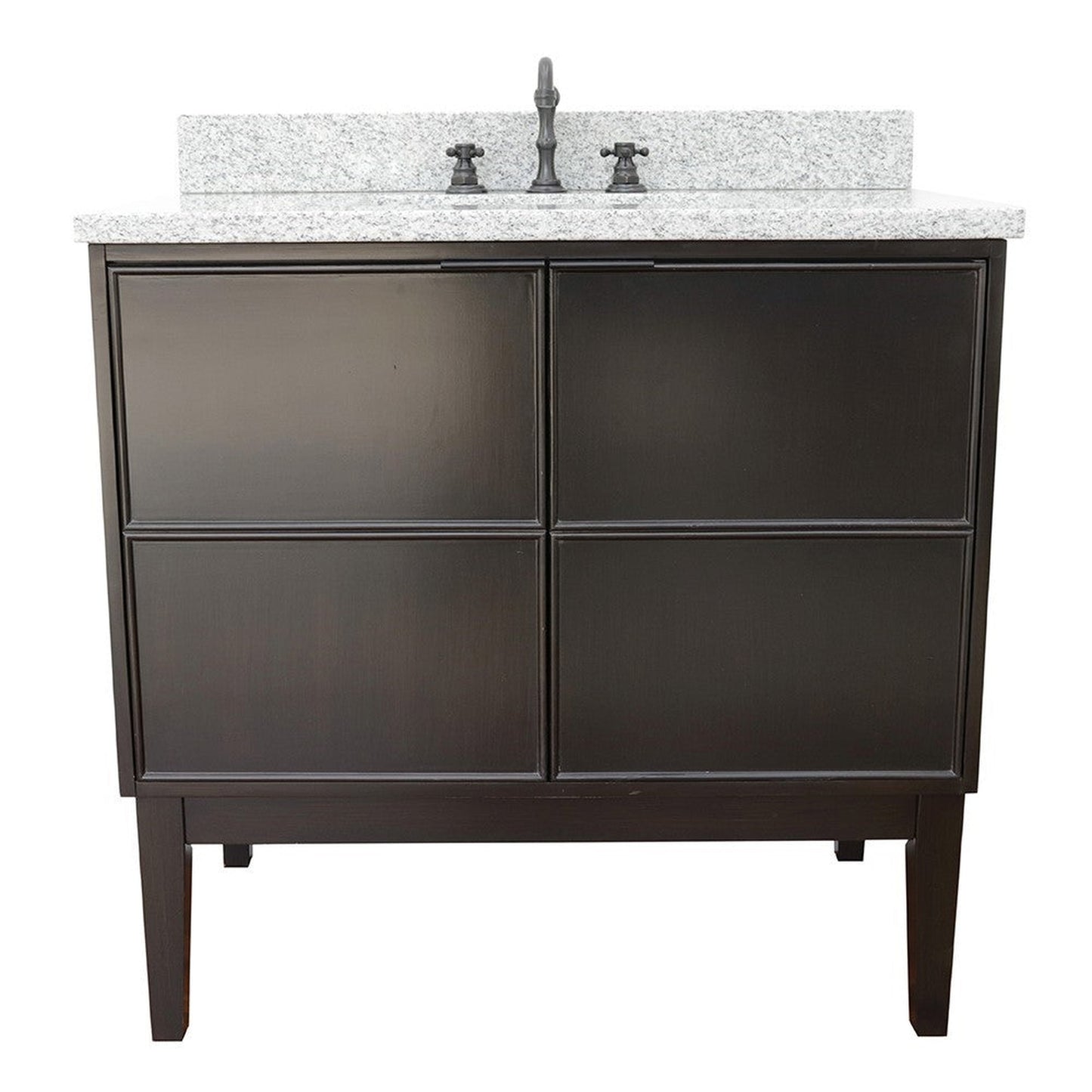 Bellaterra Home Cafe 37" 2-Door 1-Drawer Cappuccino Freestanding Vanity Set With Ceramic Undermount Rectangular Sink and Gray Granite Top