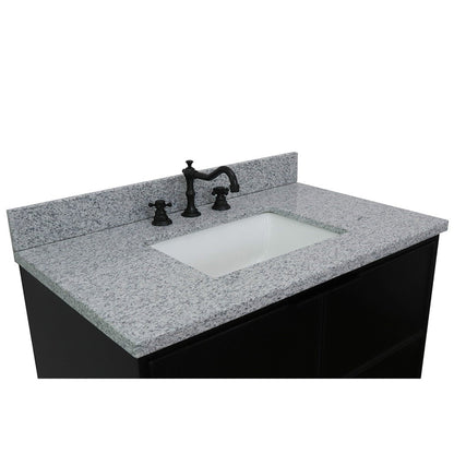 Bellaterra Home Cafe 37" 2-Door 1-Drawer Cappuccino Wall-Mount Vanity Set With Ceramic Undermount Rectangular Sink and Gray Granite Top