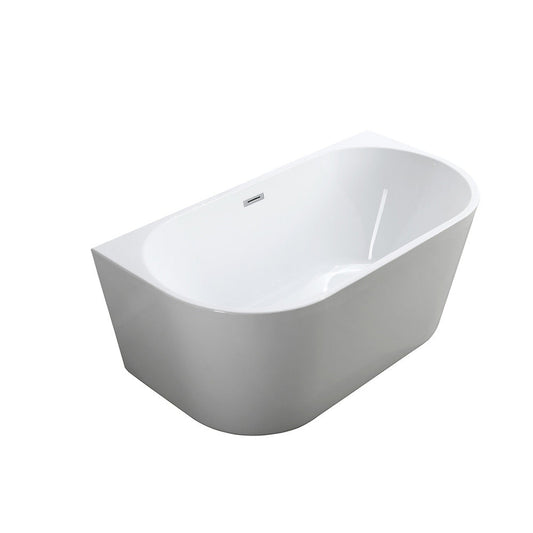 Bellaterra Home Calabria 59" x 24" Glossy White Oval Acrylic Freestanding Soaking Bathtub