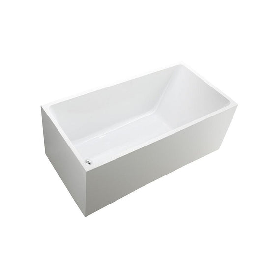 Bellaterra Home Catania 67" x 24" Glossy White Rectangle Acrylic Freestanding Slipper Soaking Bathtub
