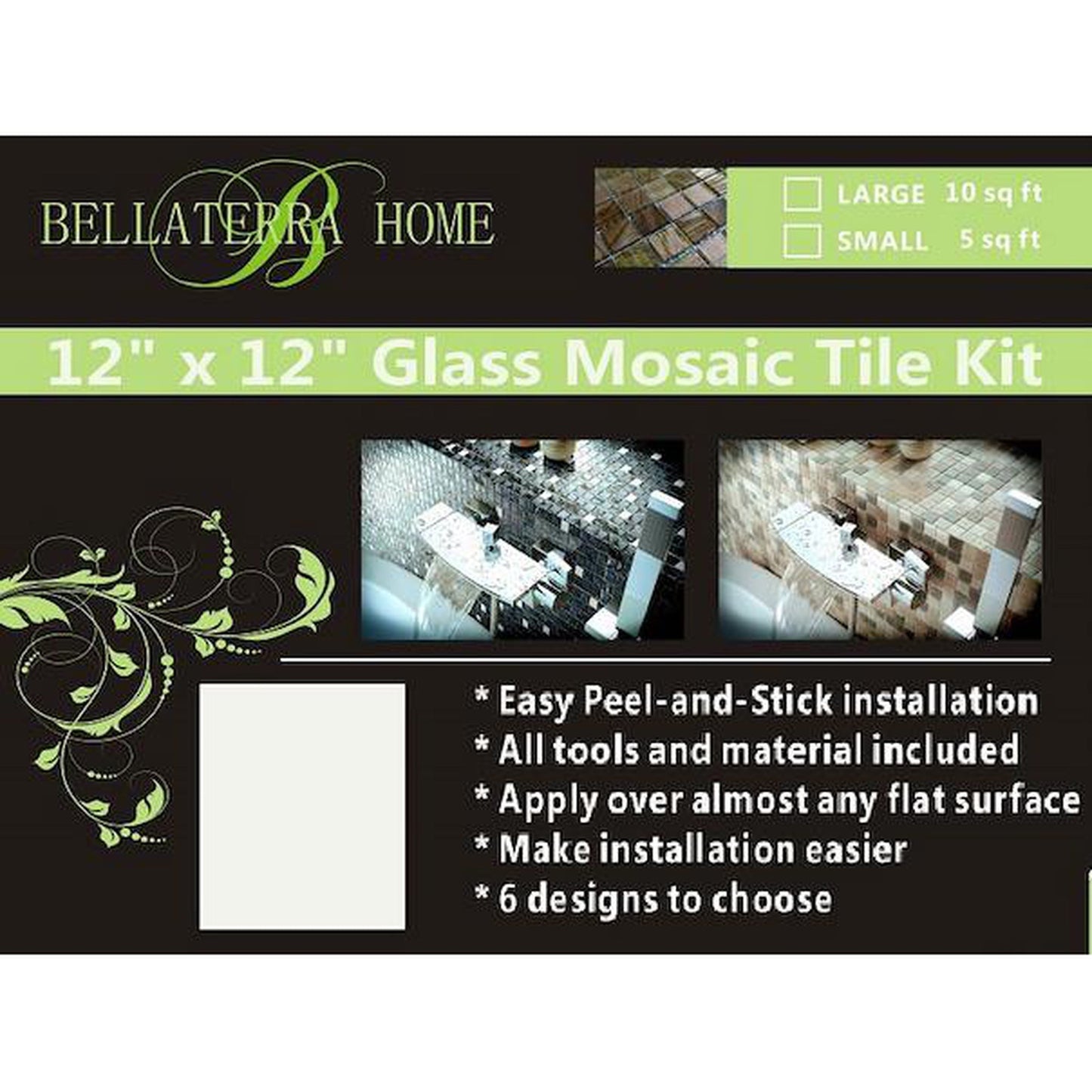 Bellaterra Home FR24 12" 10-Sheets Mosaic Tile DIY Kit