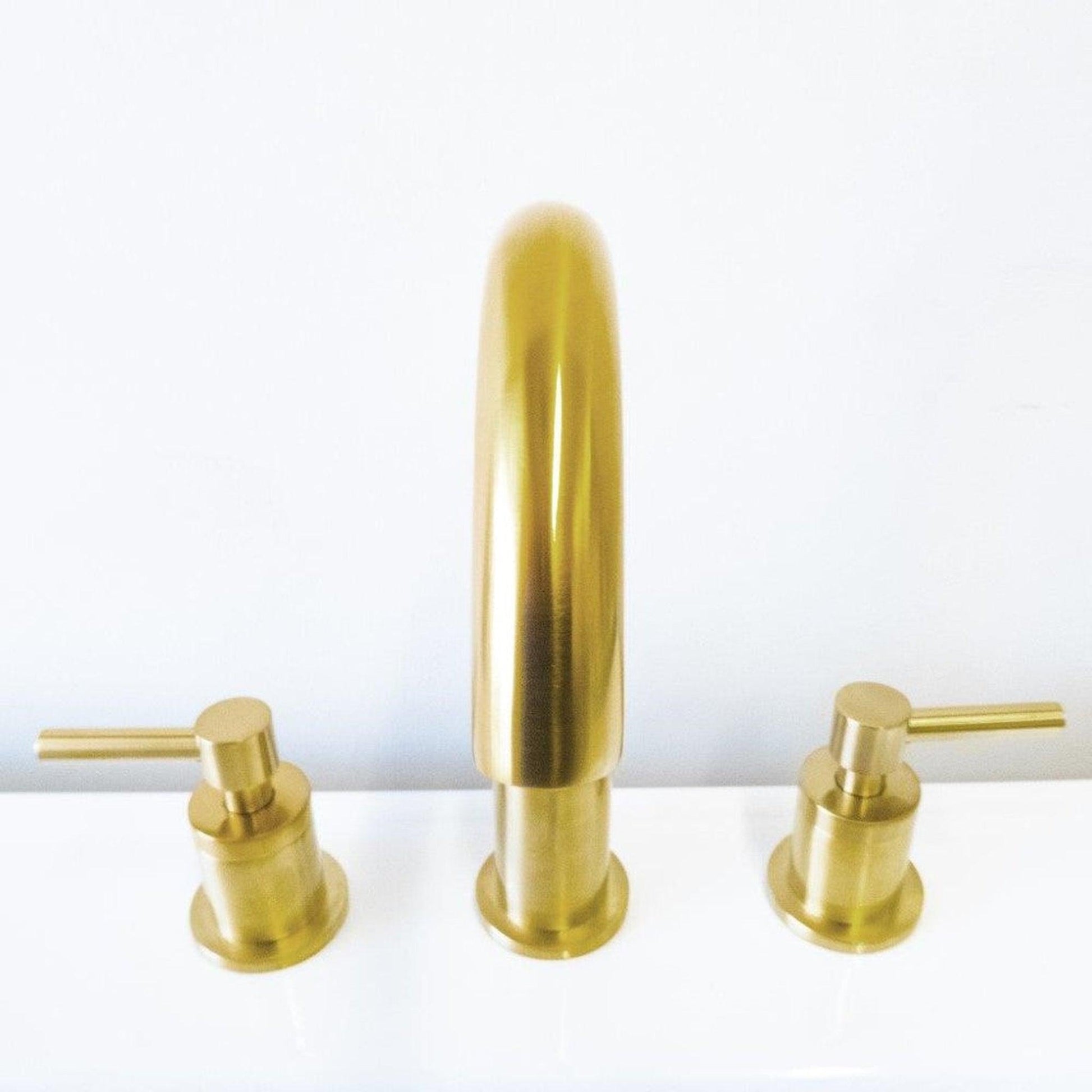 Bellaterra Home Faenza 10" Double-Handle Widespread Gold Bathroom Faucet With Overflow Drain Assembly