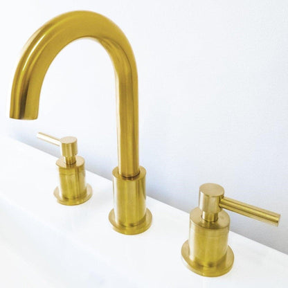 Bellaterra Home Faenza 10" Double-Handle Widespread Gold Bathroom Faucet With Overflow Drain Assembly