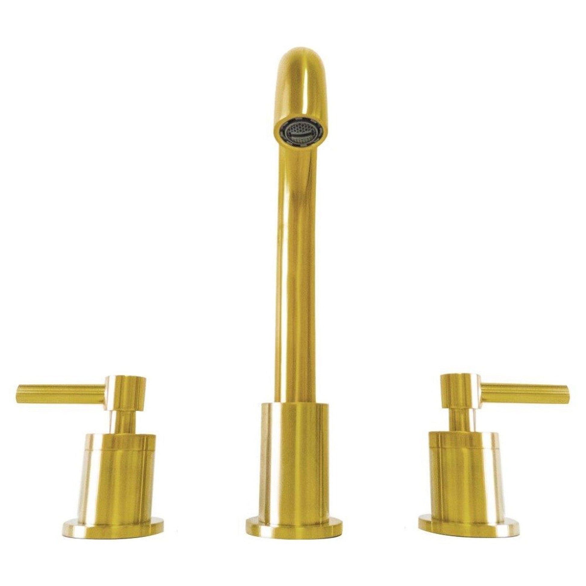 Bellaterra Home Faenza 10" Double-Handle Widespread Gold Bathroom Faucet With Overflow Drain Assembly