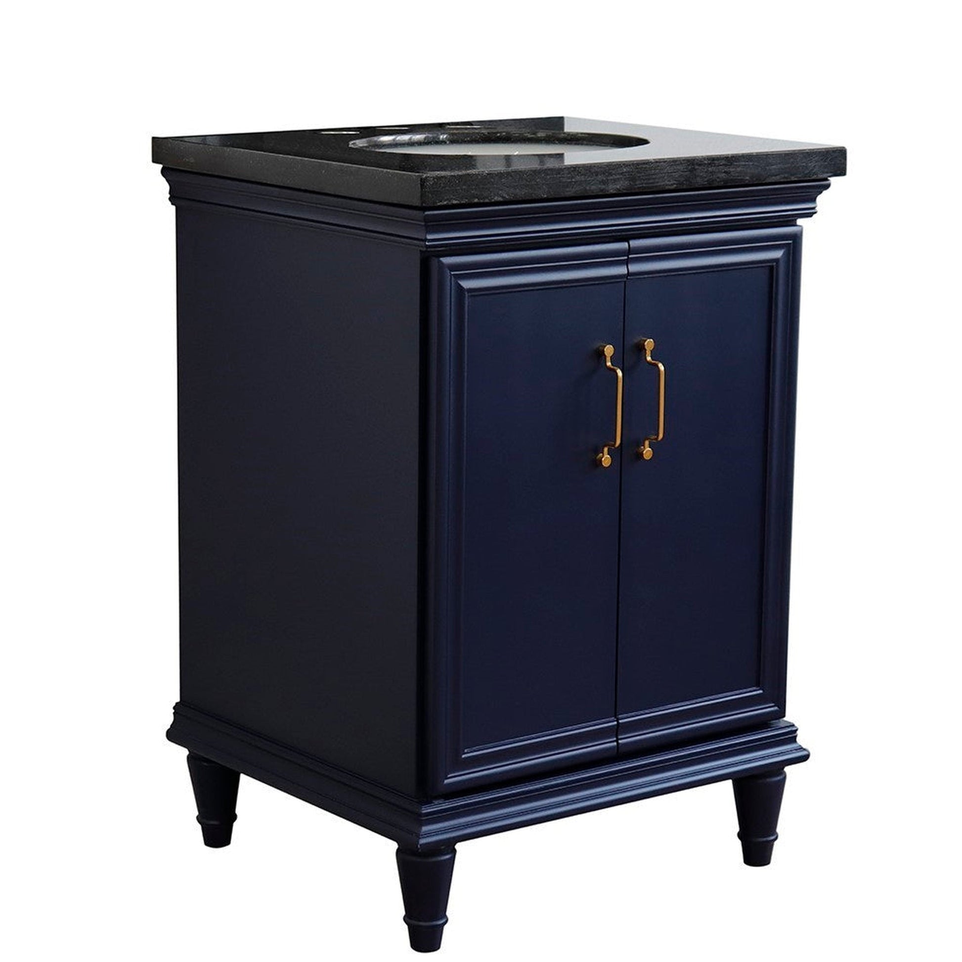 Bellaterra Home Forli 25" 2-Door 1-Drawer Blue Freestanding Vanity Set With Ceramic Undermount Oval Sink And Black Galaxy Granite Top