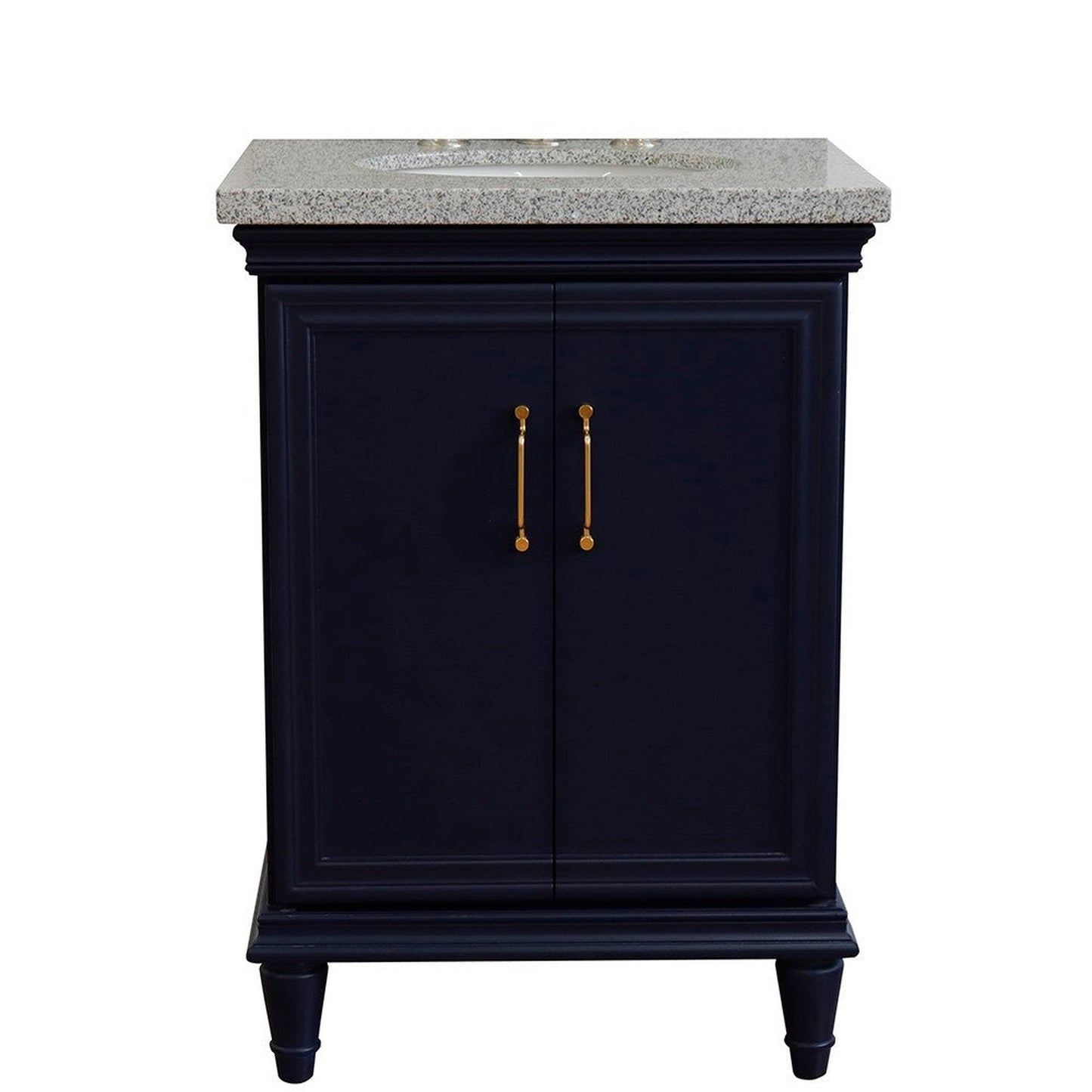 Bellaterra Home Forli 25" 2-Door 1-Drawer Blue Freestanding Vanity Set With Ceramic Undermount Oval Sink And Gray Granite Top