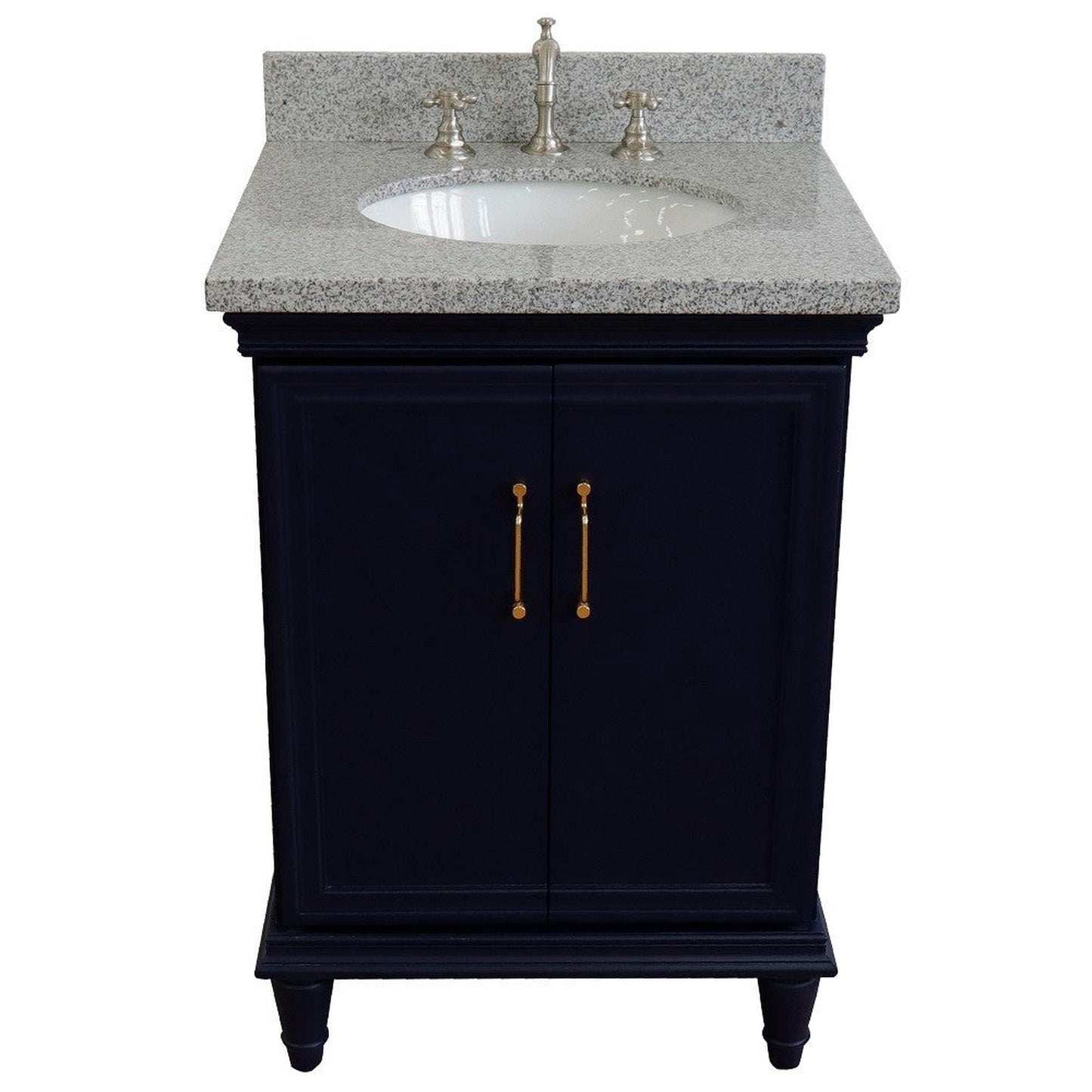 Bellaterra Home Forli 25" 2-Door 1-Drawer Blue Freestanding Vanity Set With Ceramic Undermount Oval Sink And Gray Granite Top