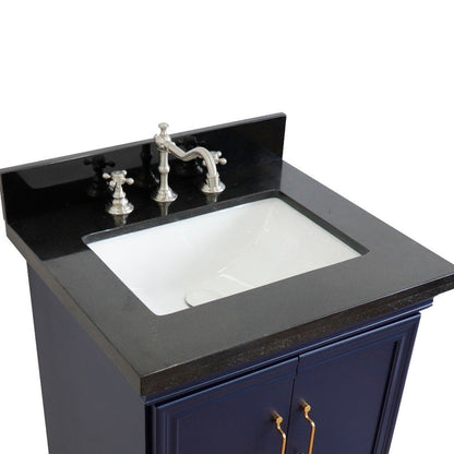 Bellaterra Home Forli 25" 2-Door 1-Drawer Blue Freestanding Vanity Set With Ceramic Undermount Rectangular Sink And Black Galaxy Granite Top