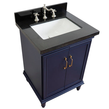 Bellaterra Home Forli 25" 2-Door 1-Drawer Blue Freestanding Vanity Set With Ceramic Undermount Rectangular Sink And Black Galaxy Granite Top