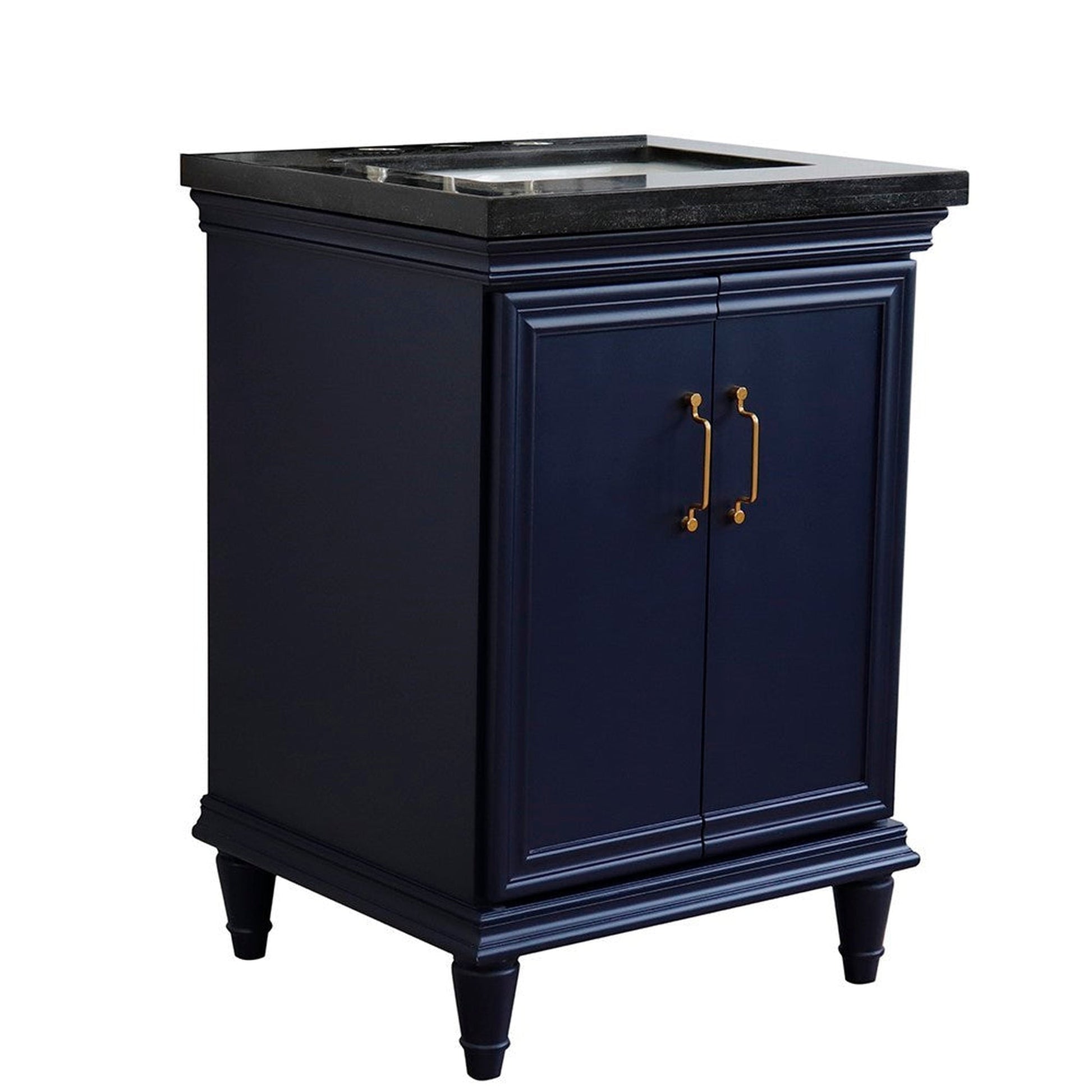 Bellaterra Home Forli 25" 2-Door 1-Drawer Blue Freestanding Vanity Set With Ceramic Undermount Rectangular Sink And Black Galaxy Granite Top