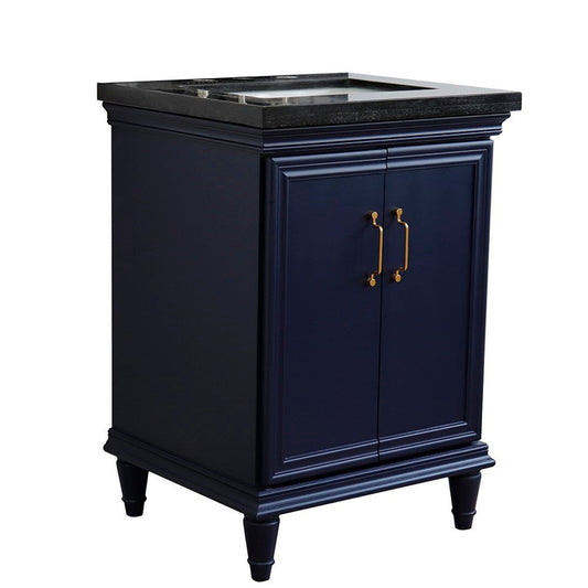 Bellaterra Home Forli 25" 2-Door 1-Drawer Blue Freestanding Vanity Set With Ceramic Undermount Rectangular Sink And Black Galaxy Granite Top