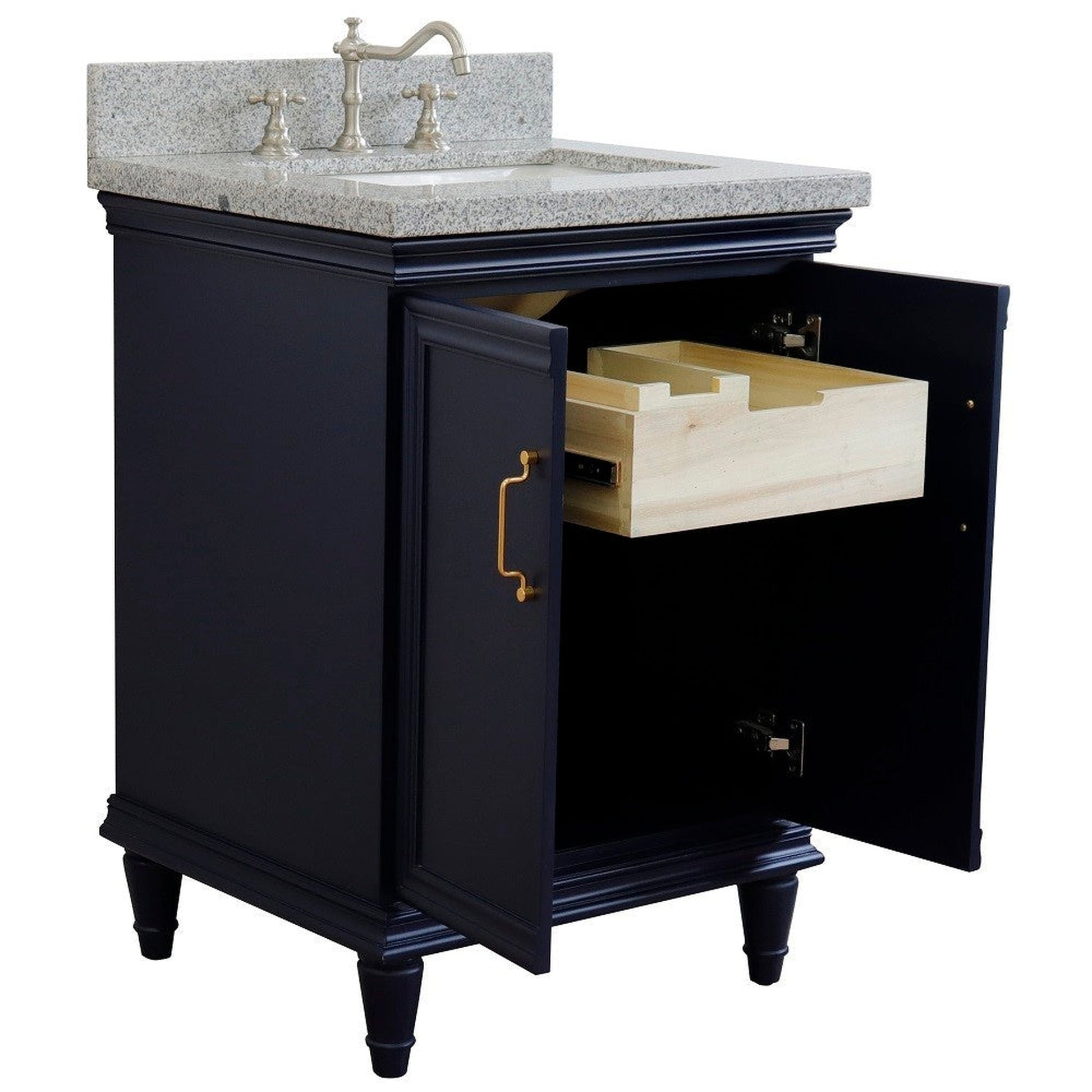 Bellaterra Home Forli 25" 2-Door 1-Drawer Blue Freestanding Vanity Set With Ceramic Undermount Rectangular Sink And Gray Granite Top