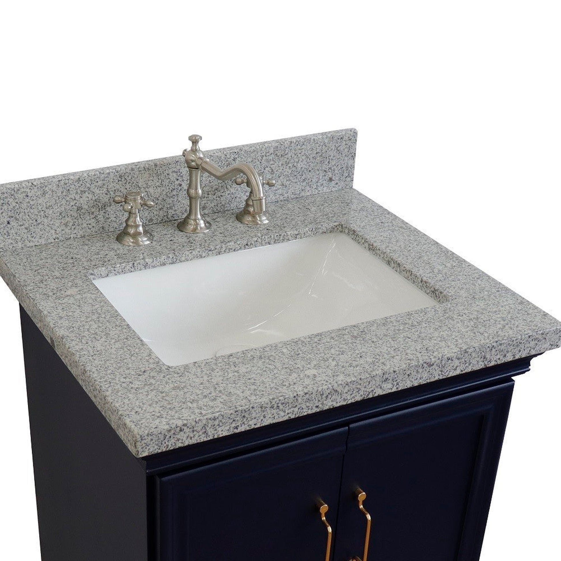 Bellaterra Home Forli 25" 2-Door 1-Drawer Blue Freestanding Vanity Set With Ceramic Undermount Rectangular Sink And Gray Granite Top