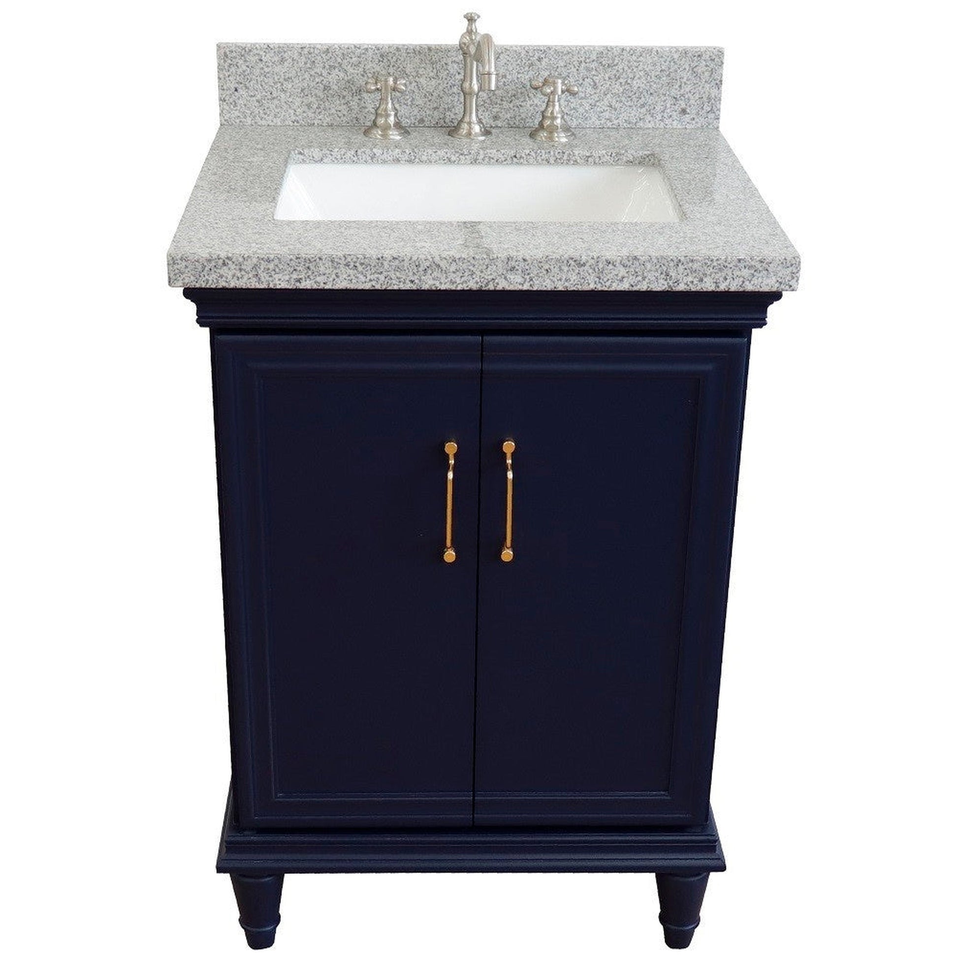 Bellaterra Home Forli 25" 2-Door 1-Drawer Blue Freestanding Vanity Set With Ceramic Undermount Rectangular Sink And Gray Granite Top