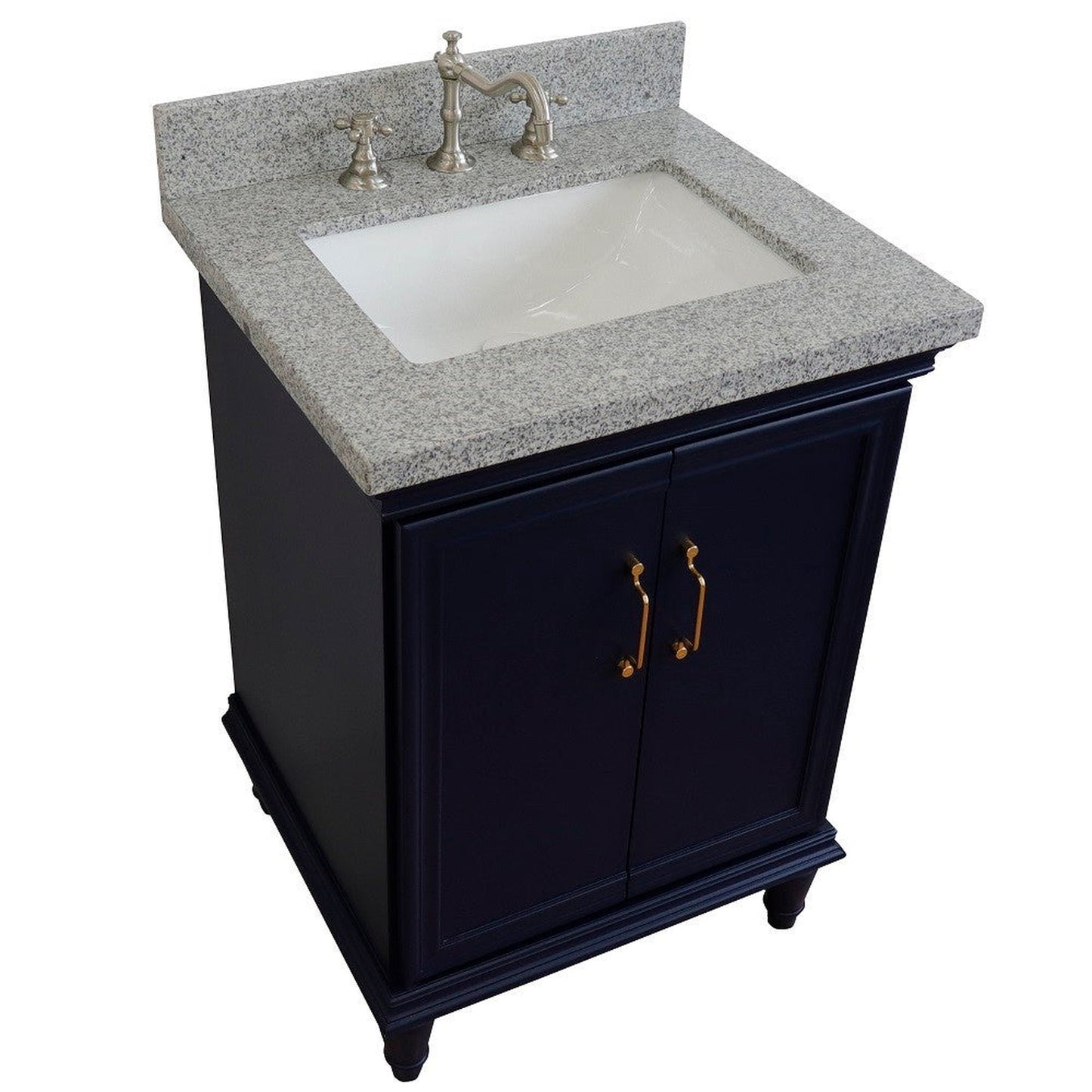 Bellaterra Home Forli 25" 2-Door 1-Drawer Blue Freestanding Vanity Set With Ceramic Undermount Rectangular Sink And Gray Granite Top