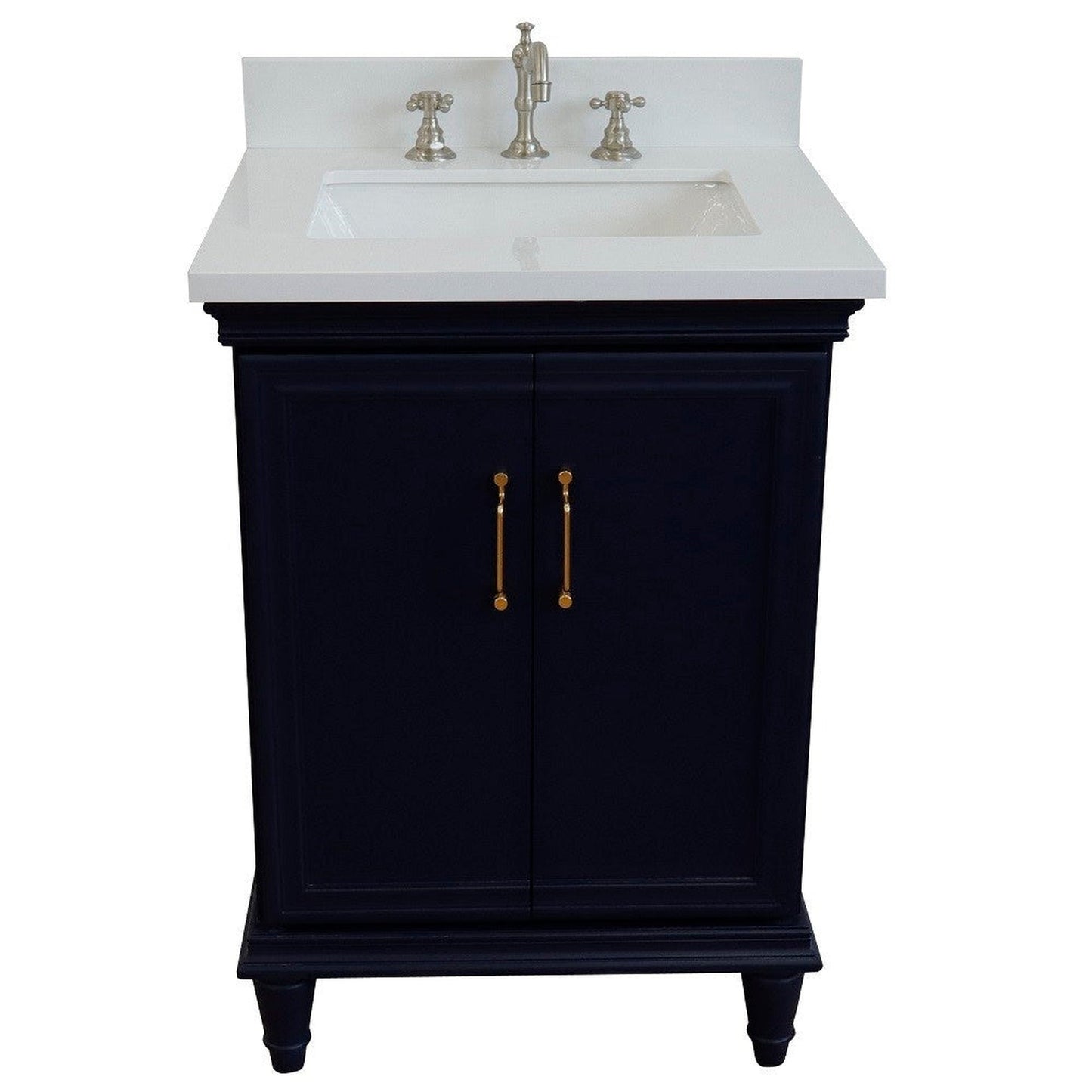 Bellaterra Home Forli 25" 2-Door 1-Drawer Blue Freestanding Vanity Set With Ceramic Undermount Rectangular Sink And White Quartz Top