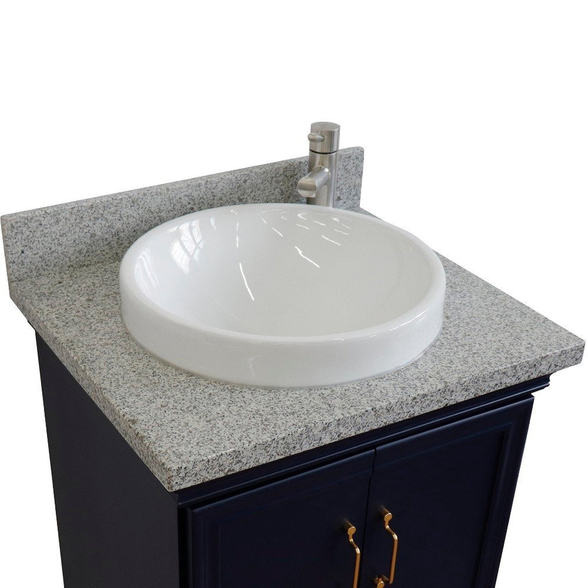 Bellaterra Home Forli 25" 2-Door 1-Drawer Blue Freestanding Vanity Set With Ceramic Vessel Sink And Gray Granite Top