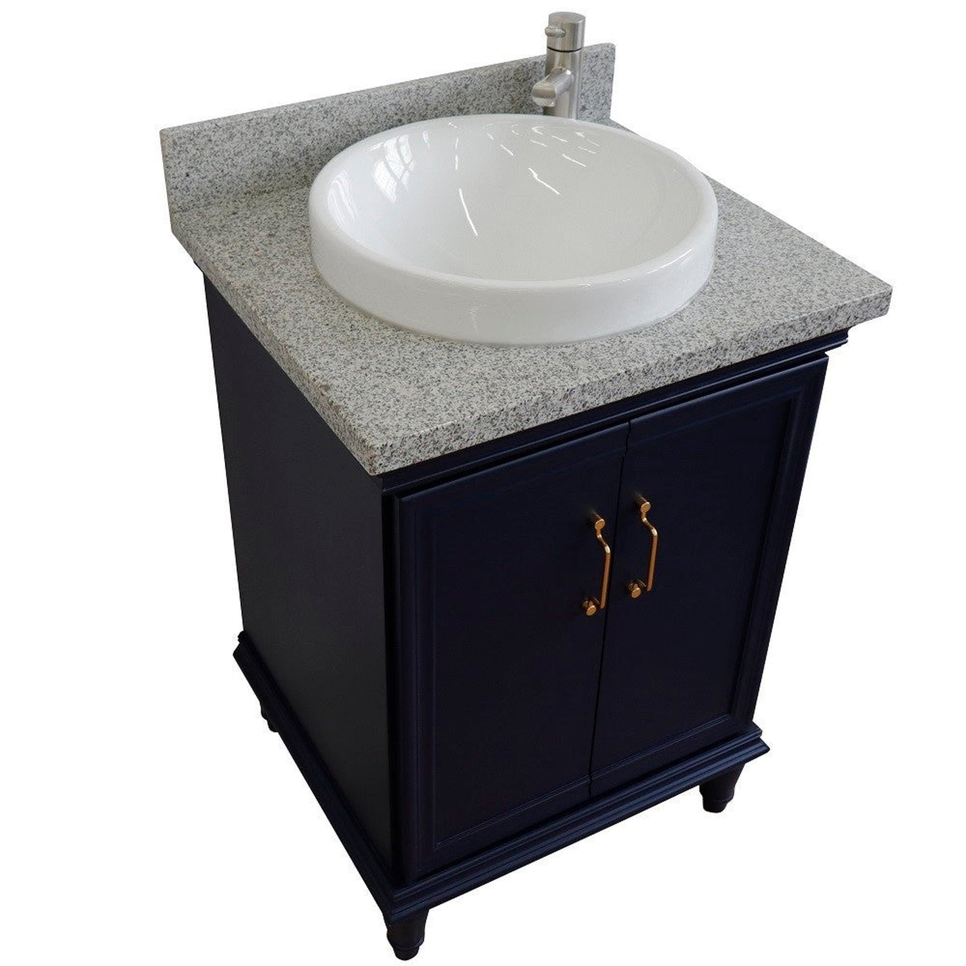 Bellaterra Home Forli 25" 2-Door 1-Drawer Blue Freestanding Vanity Set With Ceramic Vessel Sink And Gray Granite Top