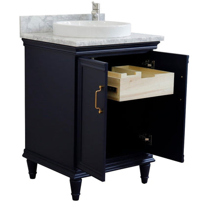 Bellaterra Home Forli 25" 2-Door 1-Drawer Blue Freestanding Vanity Set With Ceramic Vessel Sink And White Carrara Marble Top