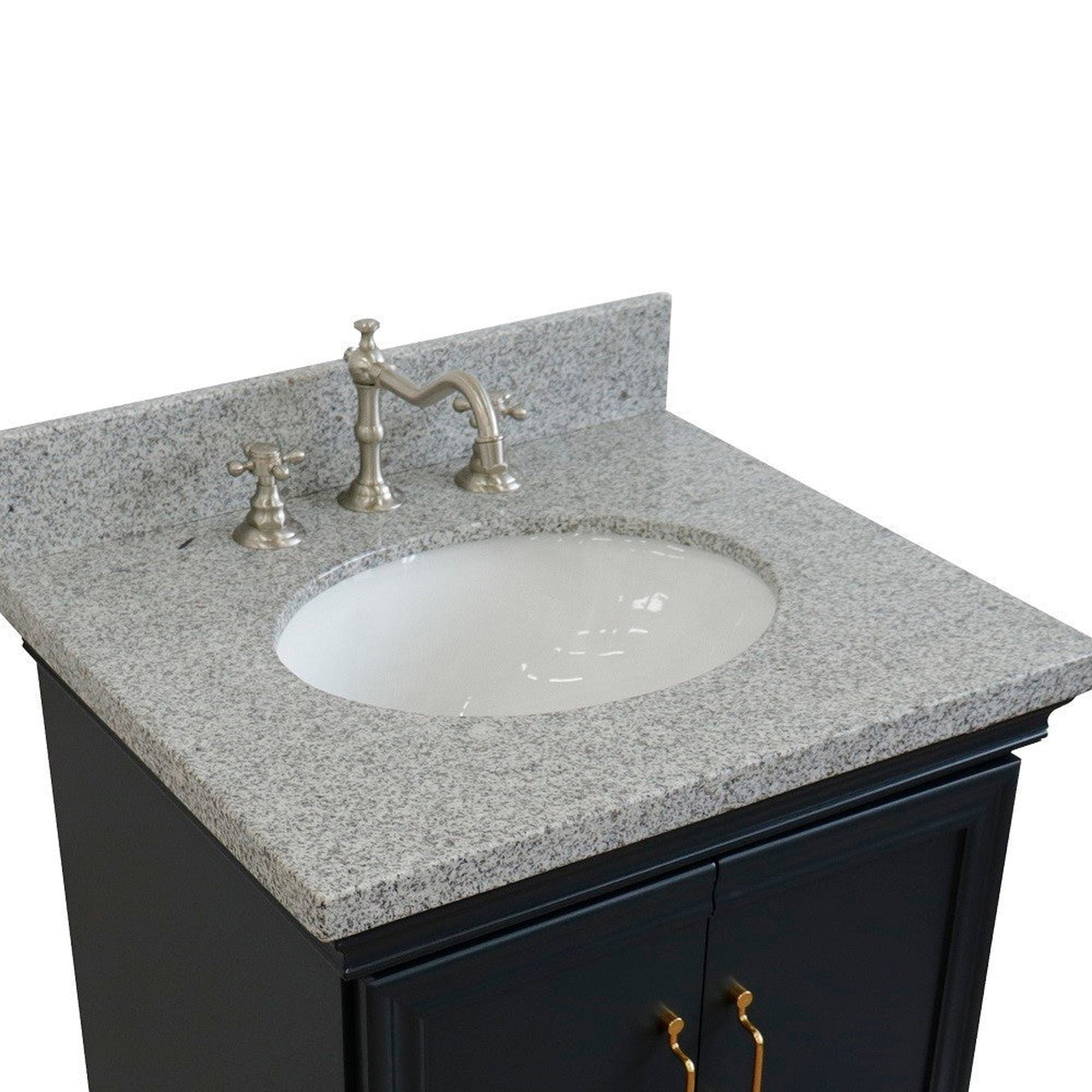 Bellaterra Home Forli 25" 2-Door 1-Drawer Dark Gray Freestanding Vanity Set With Ceramic Undermount Oval Sink And Gray Granite Top