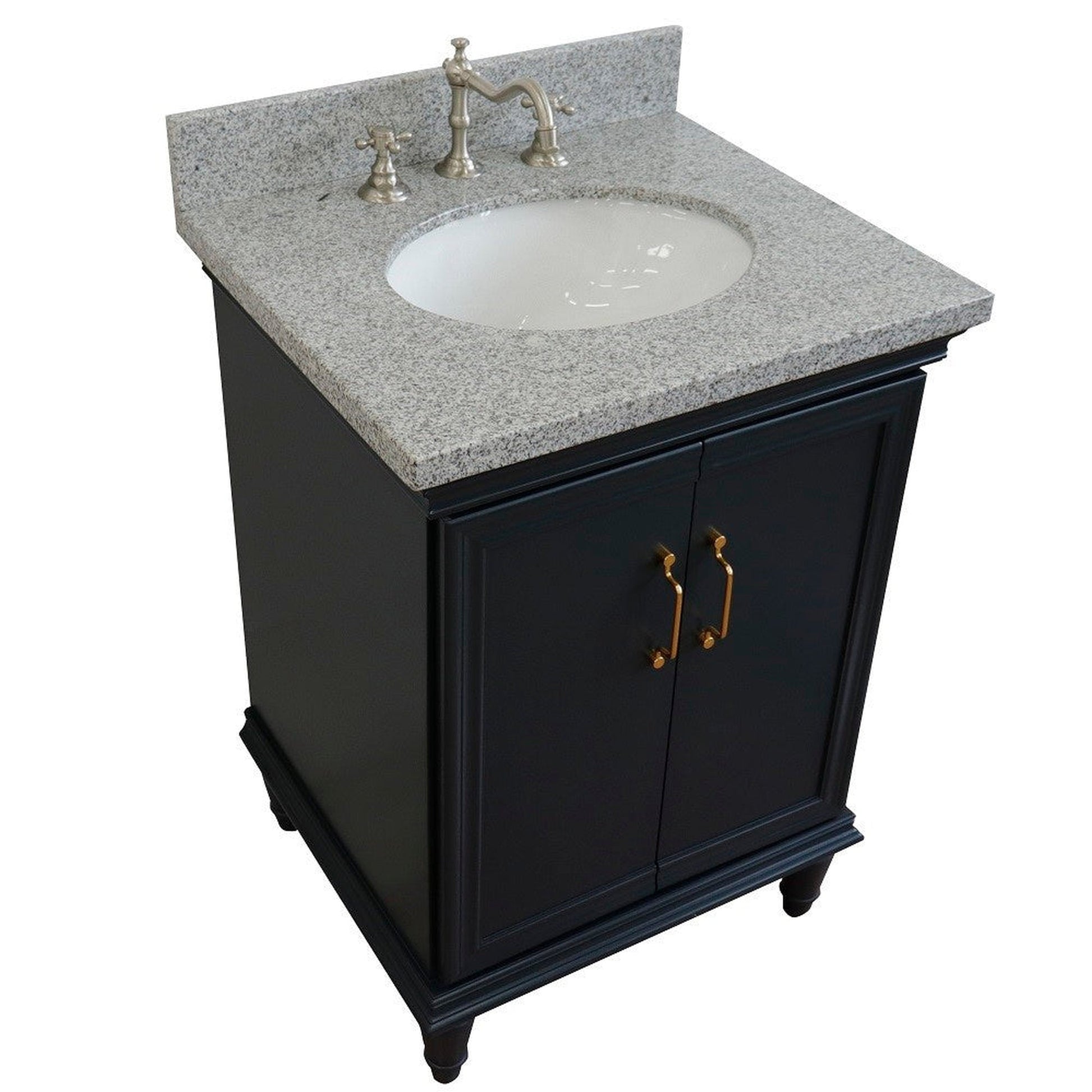 Bellaterra Home Forli 25" 2-Door 1-Drawer Dark Gray Freestanding Vanity Set With Ceramic Undermount Oval Sink And Gray Granite Top