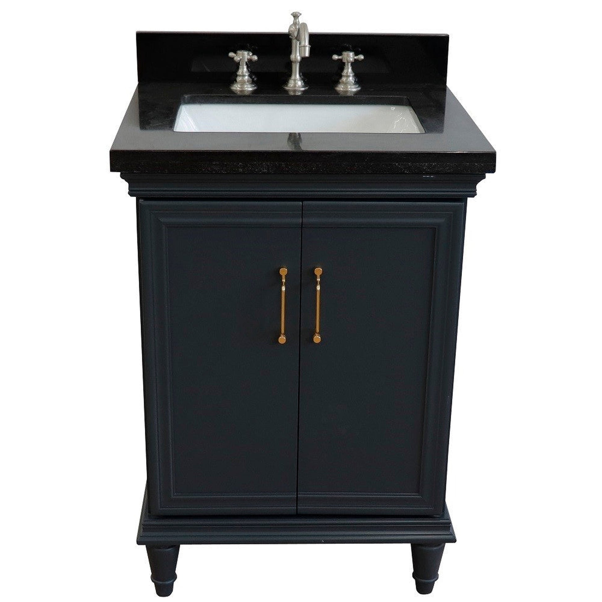 Bellaterra Home Forli 25" 2-Door 1-Drawer Dark Gray Freestanding Vanity Set With Ceramic Undermount Rectangular Sink And Black Galaxy Granite Top