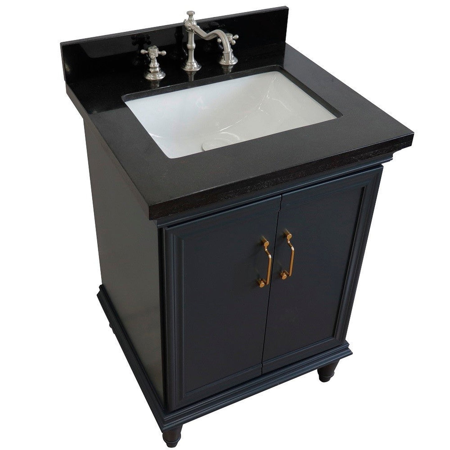 Bellaterra Home Forli 25" 2-Door 1-Drawer Dark Gray Freestanding Vanity Set With Ceramic Undermount Rectangular Sink And Black Galaxy Granite Top