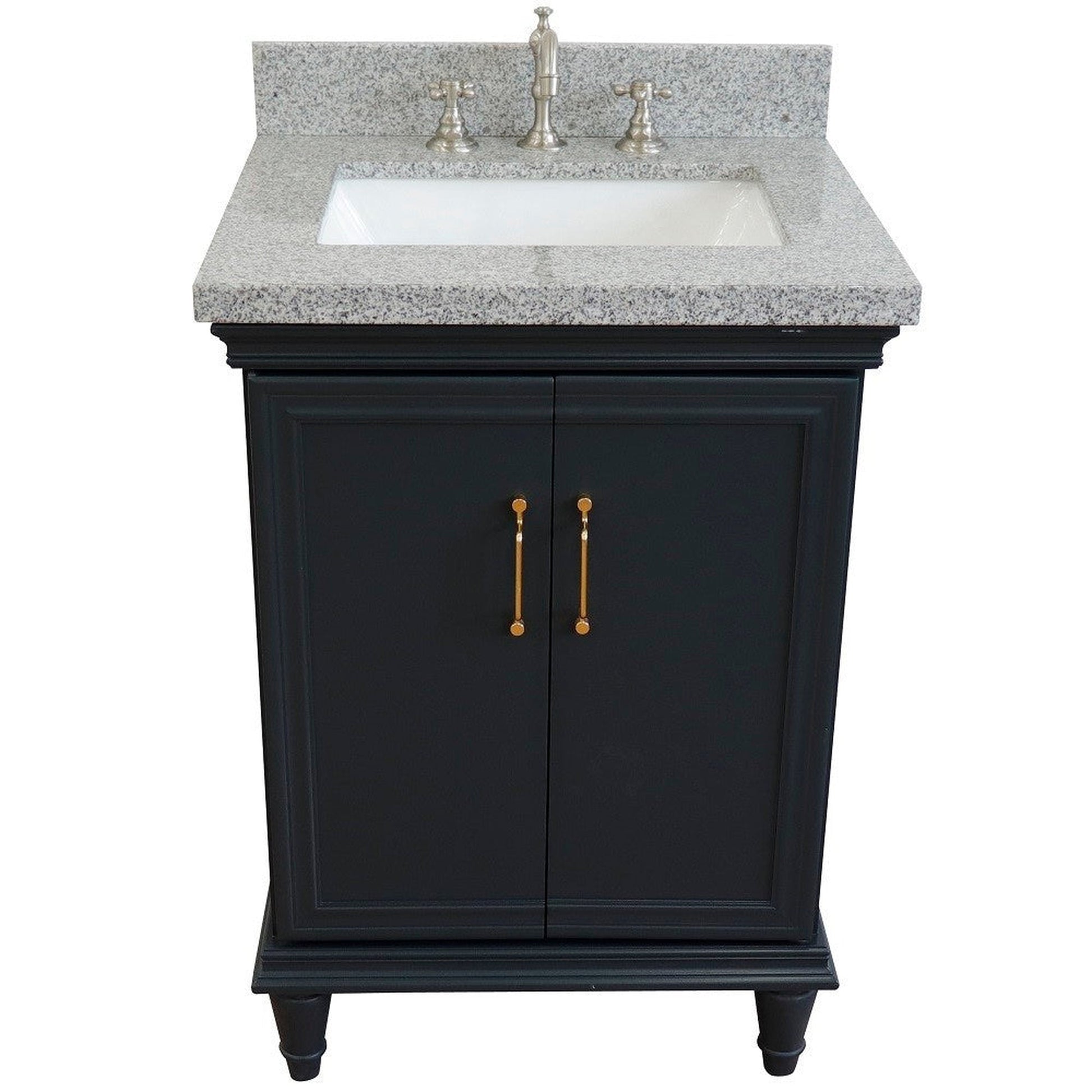 Bellaterra Home Forli 25" 2-Door 1-Drawer Dark Gray Freestanding Vanity Set With Ceramic Undermount Rectangular Sink And Gray Granite Top