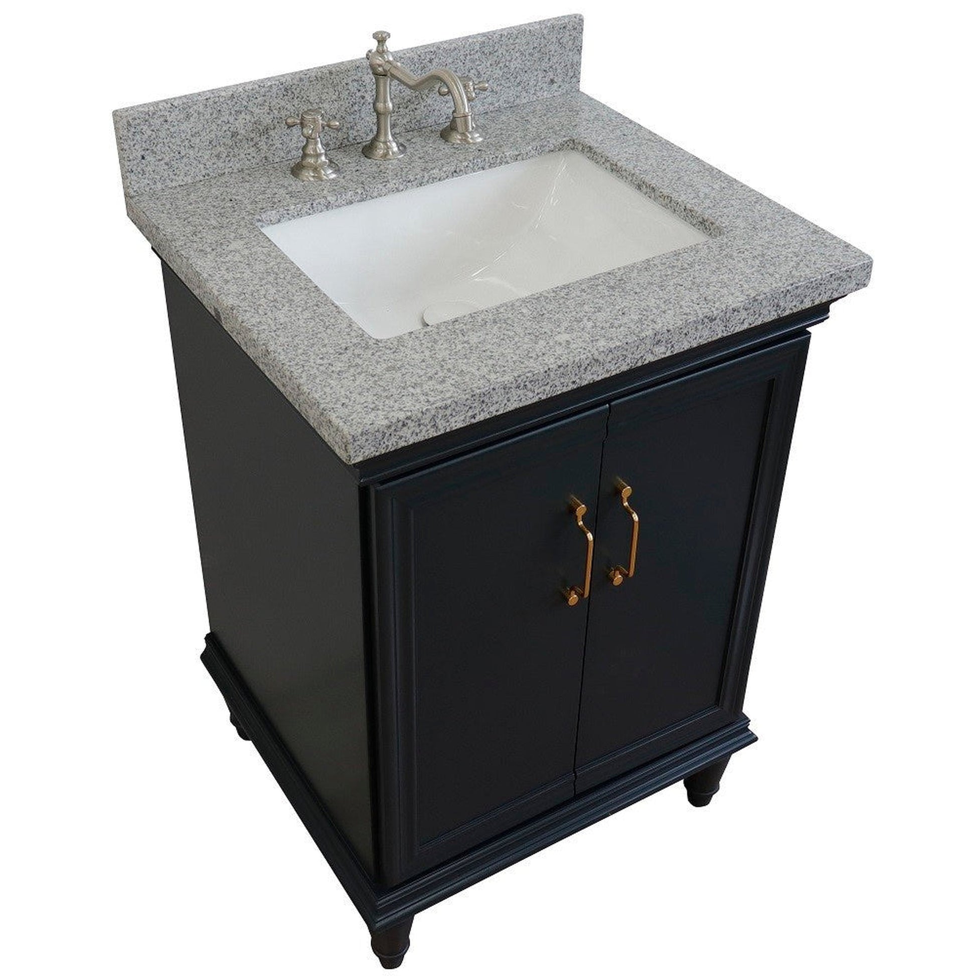 Bellaterra Home Forli 25" 2-Door 1-Drawer Dark Gray Freestanding Vanity Set With Ceramic Undermount Rectangular Sink And Gray Granite Top