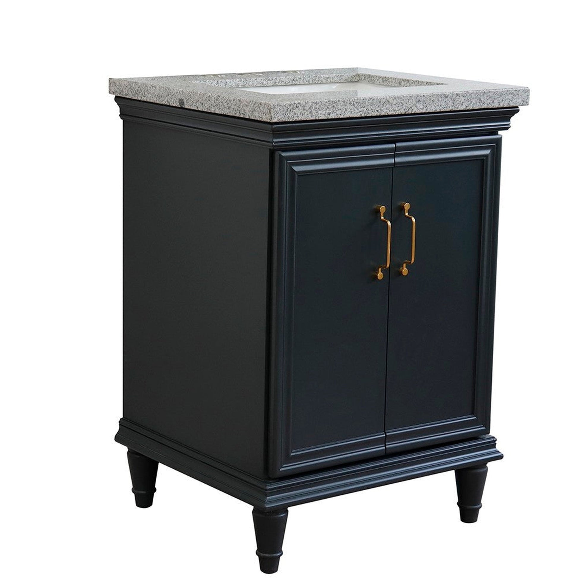 Bellaterra Home Forli 25" 2-Door 1-Drawer Dark Gray Freestanding Vanity Set With Ceramic Undermount Rectangular Sink And Gray Granite Top