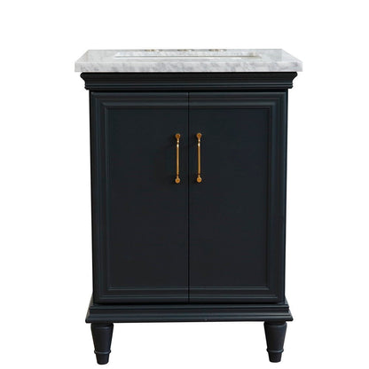 Bellaterra Home Forli 25" 2-Door 1-Drawer Dark Gray Freestanding Vanity Set With Ceramic Undermount Rectangular Sink And White Carrara Marble Top