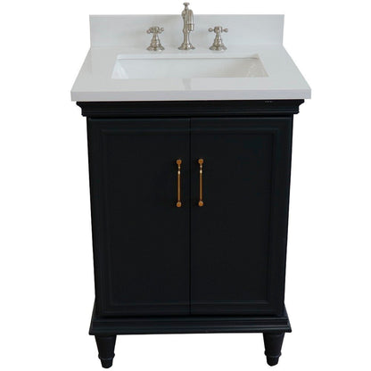Bellaterra Home Forli 25" 2-Door 1-Drawer Dark Gray Freestanding Vanity Set With Ceramic Undermount Rectangular Sink And White Quartz Top