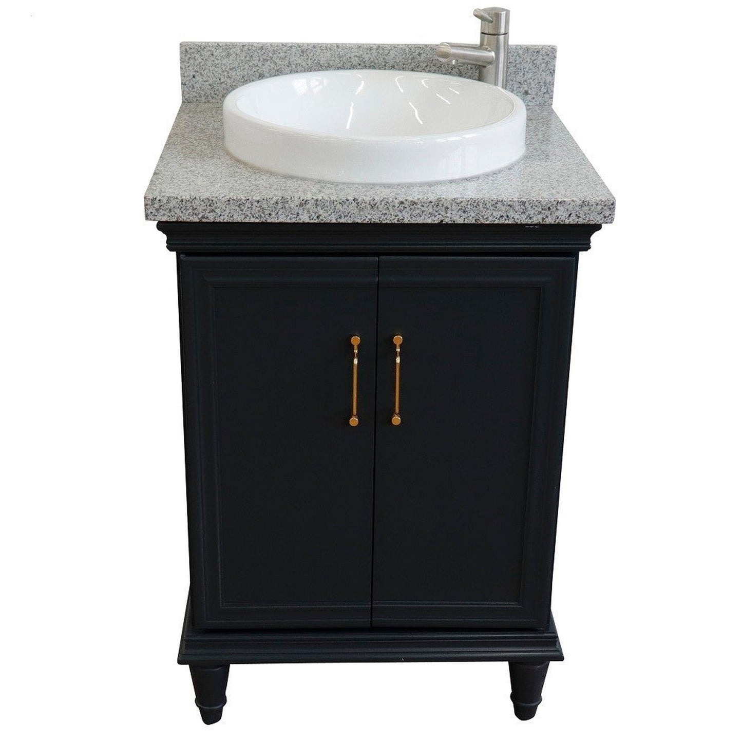 Bellaterra Home Forli 25" 2-Door 1-Drawer Dark Gray Freestanding Vanity Set With Ceramic Vessel Sink And Gray Granite Top