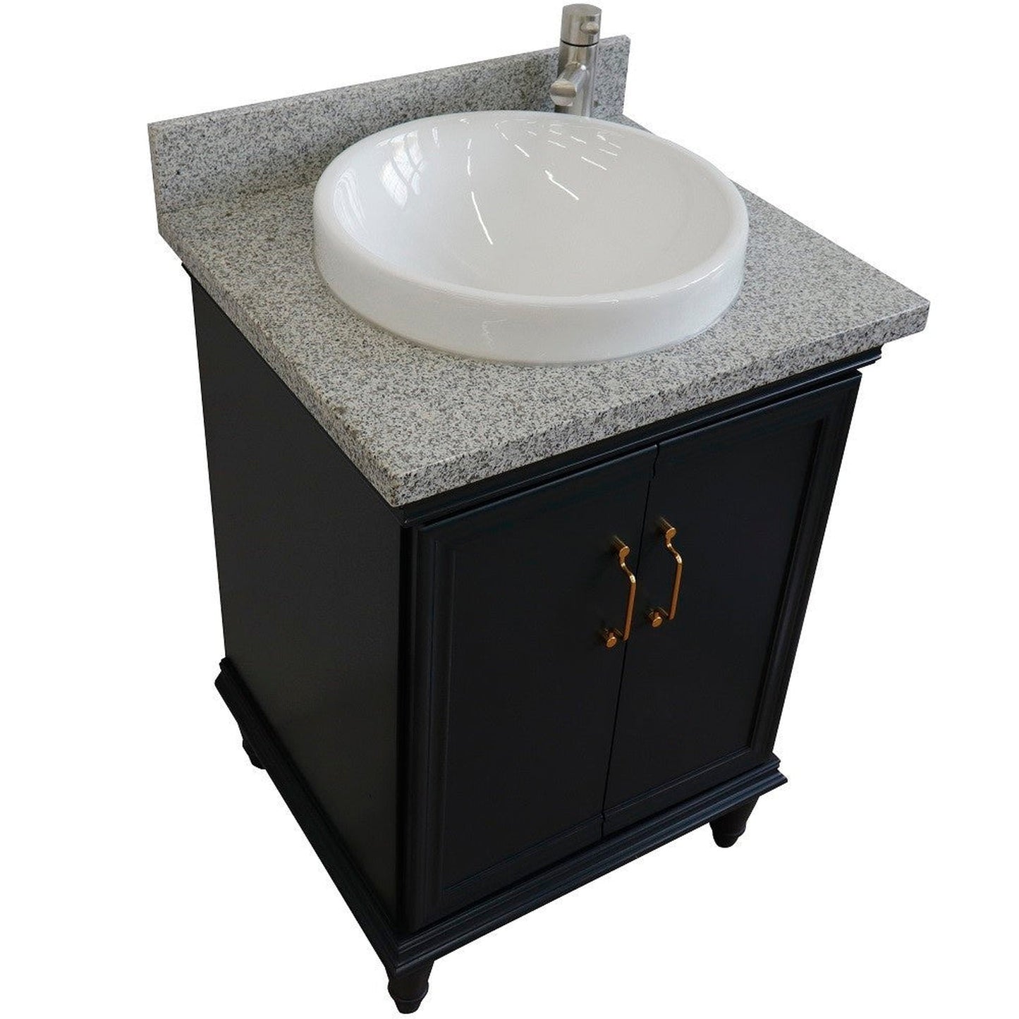 Bellaterra Home Forli 25" 2-Door 1-Drawer Dark Gray Freestanding Vanity Set With Ceramic Vessel Sink And Gray Granite Top