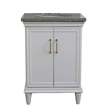 Bellaterra Home Forli 25" 2-Door 1-Drawer White Freestanding Vanity Set With Ceramic Undermount Oval Sink And Gray Granite Top