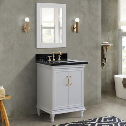 Bellaterra Home Forli 25" 2-Door 1-Drawer White Freestanding Vanity Set With Ceramic Undermount Rectangular Sink And Black Galaxy Granite Top