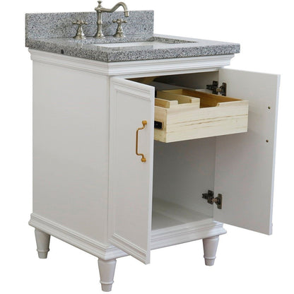 Bellaterra Home Forli 25" 2-Door 1-Drawer White Freestanding Vanity Set With Ceramic Undermount Rectangular Sink And Gray Granite Top