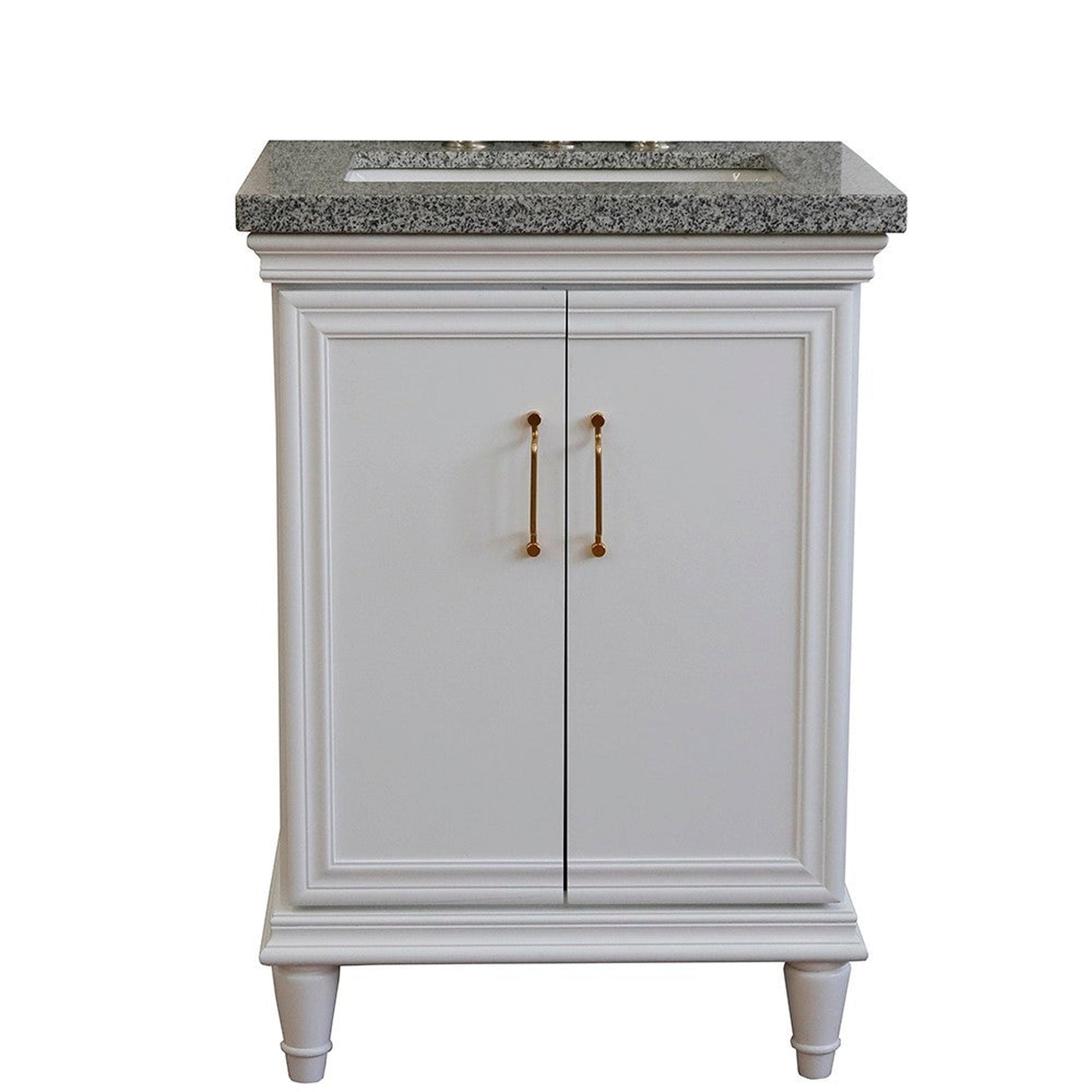 Bellaterra Home Forli 25" 2-Door 1-Drawer White Freestanding Vanity Set With Ceramic Undermount Rectangular Sink And Gray Granite Top