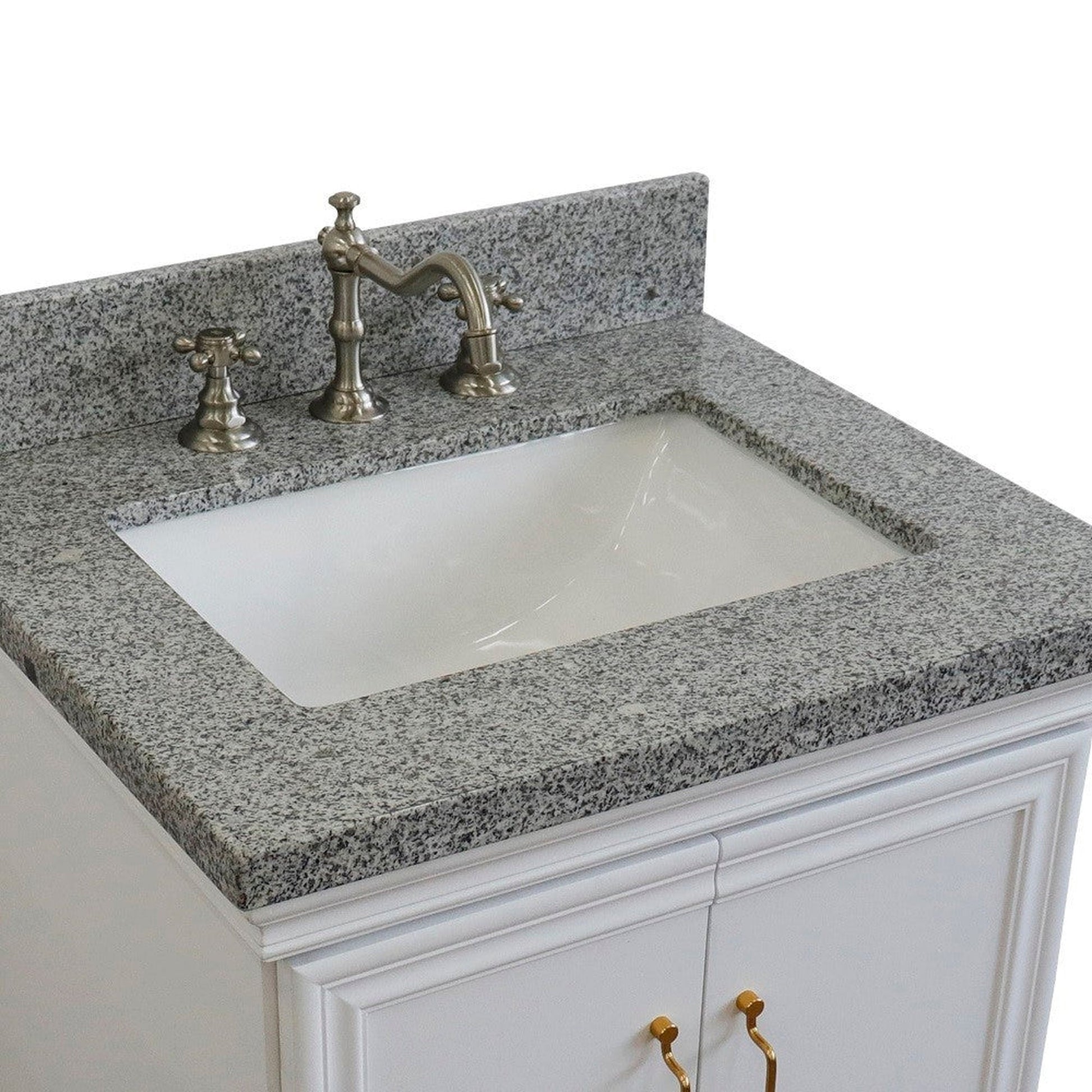 Bellaterra Home Forli 25" 2-Door 1-Drawer White Freestanding Vanity Set With Ceramic Undermount Rectangular Sink And Gray Granite Top