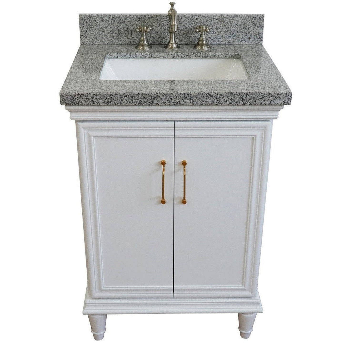Bellaterra Home Forli 25" 2-Door 1-Drawer White Freestanding Vanity Set With Ceramic Undermount Rectangular Sink And Gray Granite Top