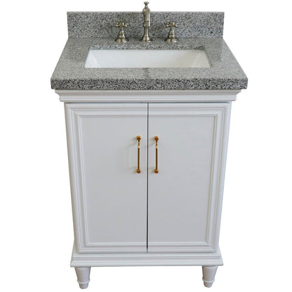 Bellaterra Home Forli 25" 2-Door 1-Drawer White Freestanding Vanity Set With Ceramic Undermount Rectangular Sink And Gray Granite Top
