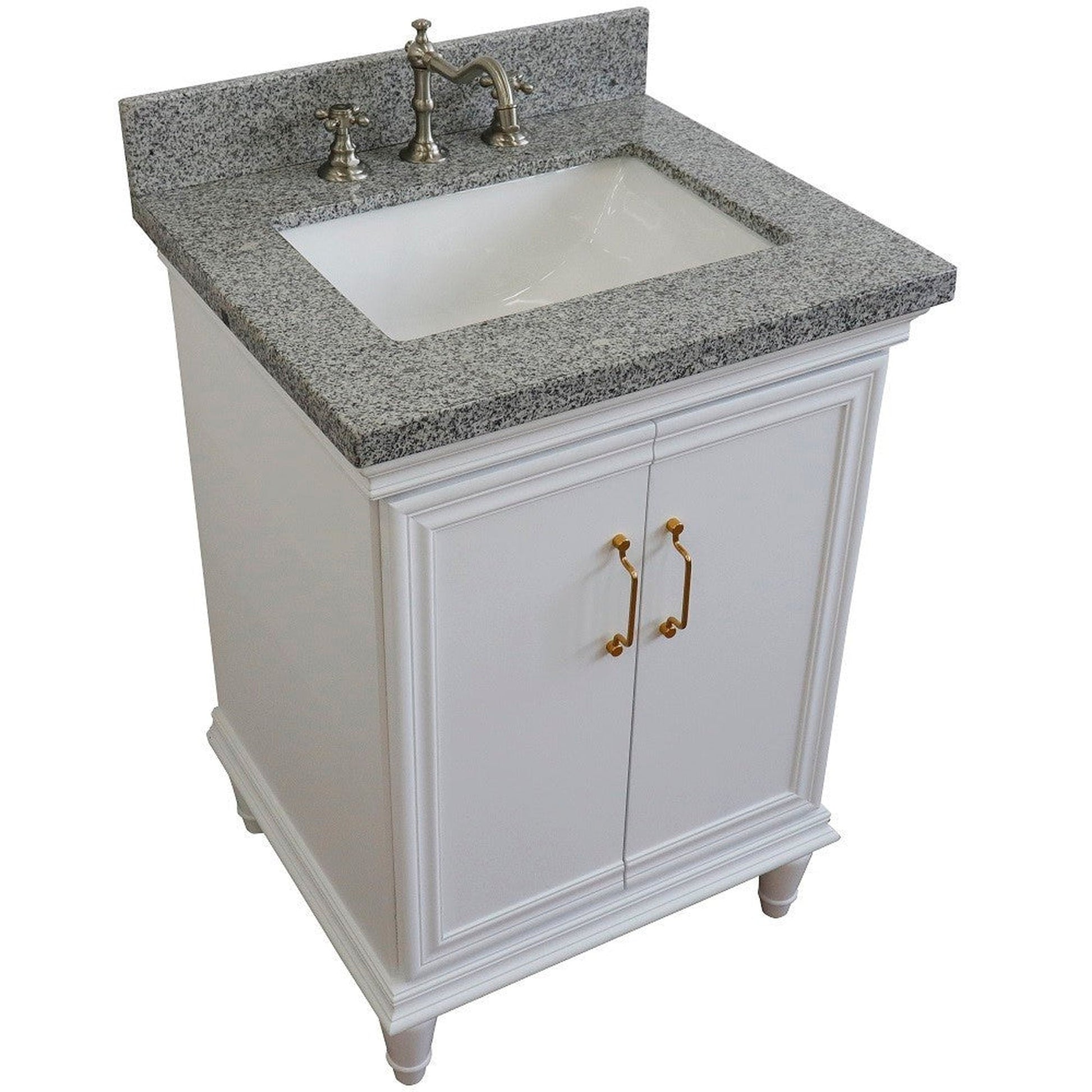 Bellaterra Home Forli 25" 2-Door 1-Drawer White Freestanding Vanity Set With Ceramic Undermount Rectangular Sink And Gray Granite Top