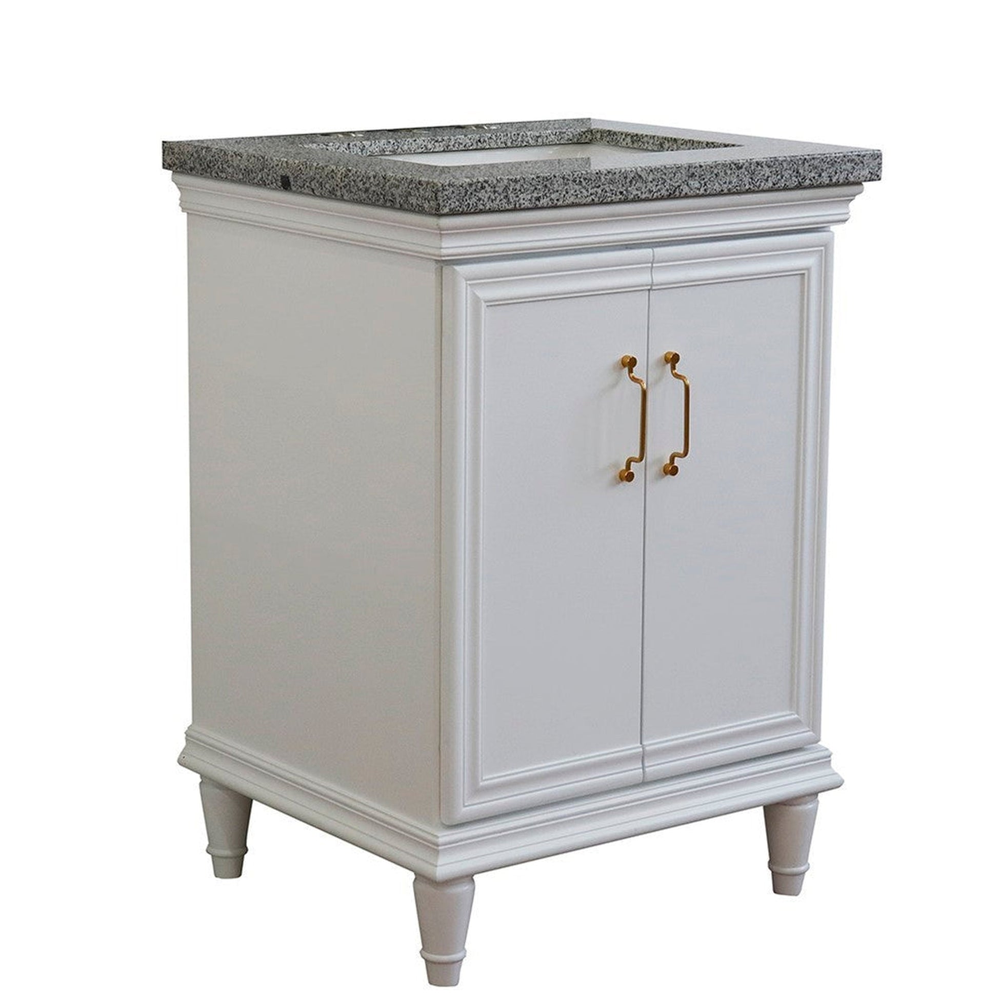 Bellaterra Home Forli 25" 2-Door 1-Drawer White Freestanding Vanity Set With Ceramic Undermount Rectangular Sink And Gray Granite Top