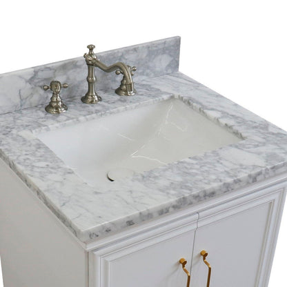 Bellaterra Home Forli 25" 2-Door 1-Drawer White Freestanding Vanity Set With Ceramic Undermount Rectangular Sink And White Carrara Marble Top