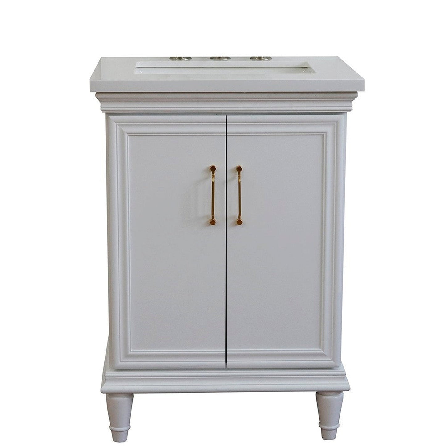 Bellaterra Home Forli 25" 2-Door 1-Drawer White Freestanding Vanity Set With Ceramic Undermount Rectangular Sink And White Quartz Top