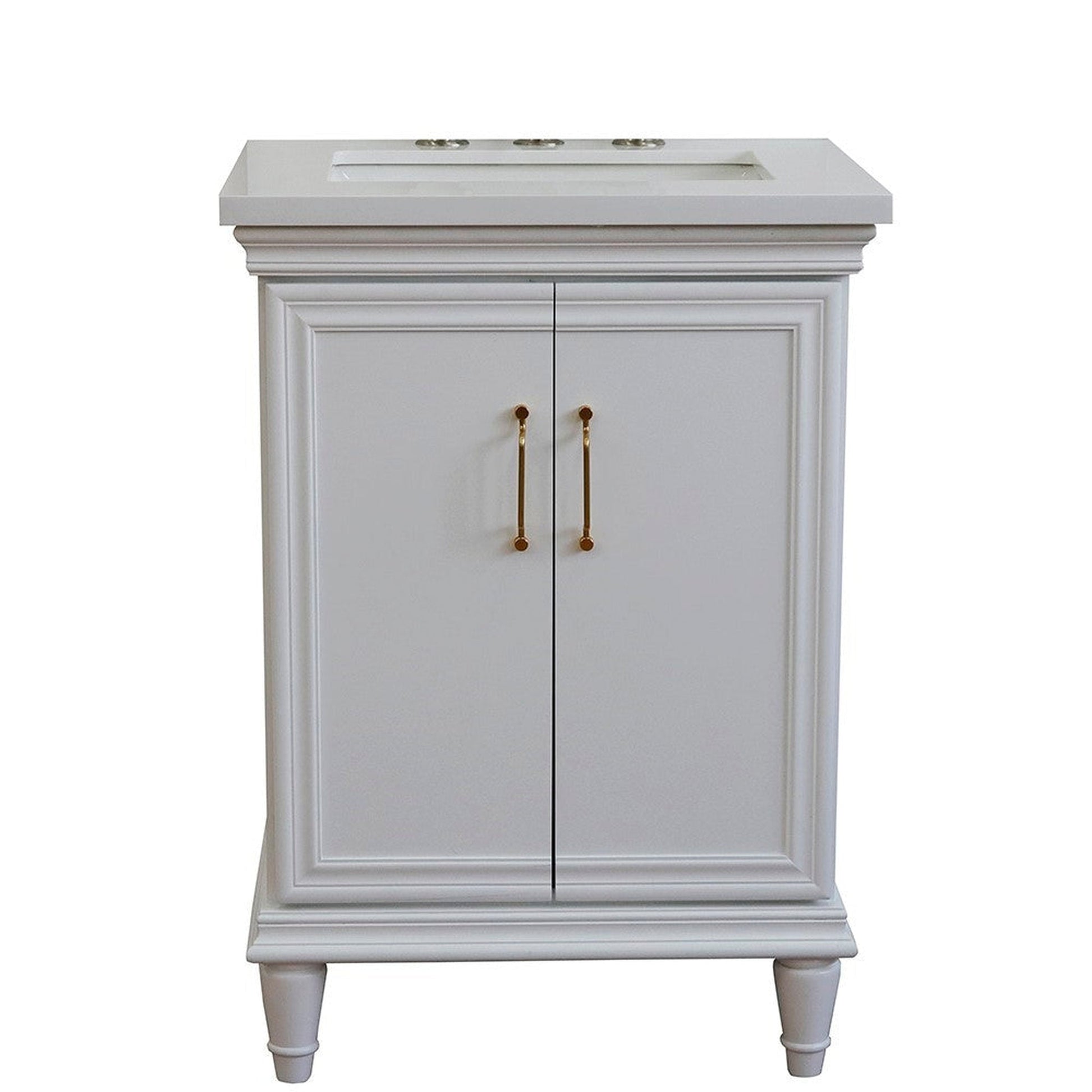 Bellaterra Home Forli 25" 2-Door 1-Drawer White Freestanding Vanity Set With Ceramic Undermount Rectangular Sink And White Quartz Top